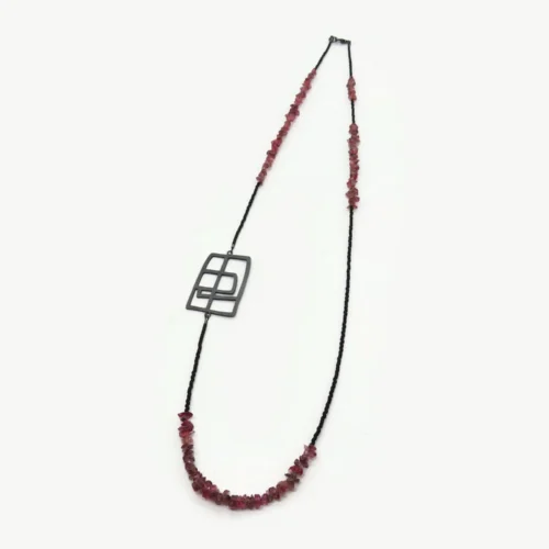 Pink Tourmaline and Oxidized Silver Necklace