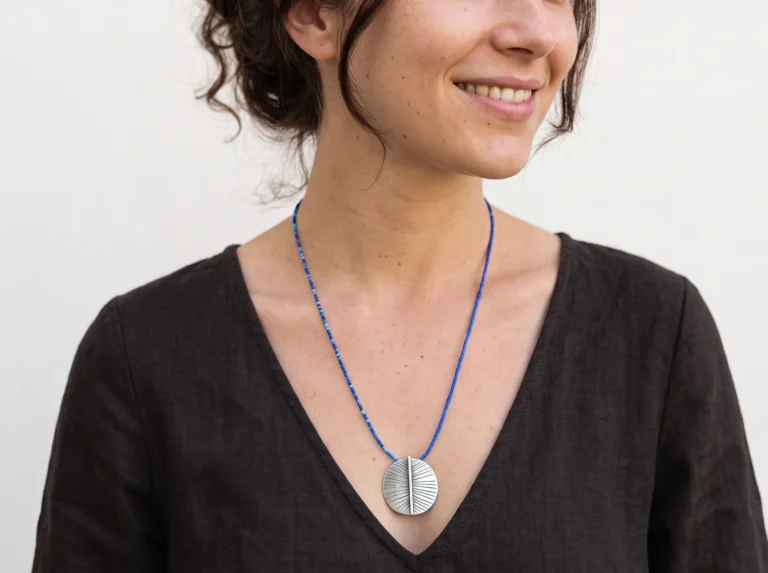 Silver Pendant Miyuki Necklace
