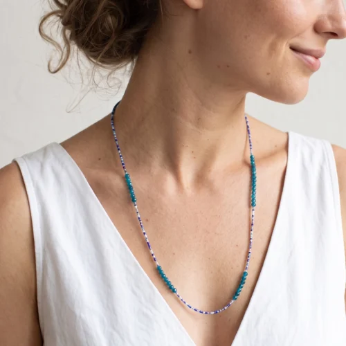 Blue Apatite Beaded Necklace