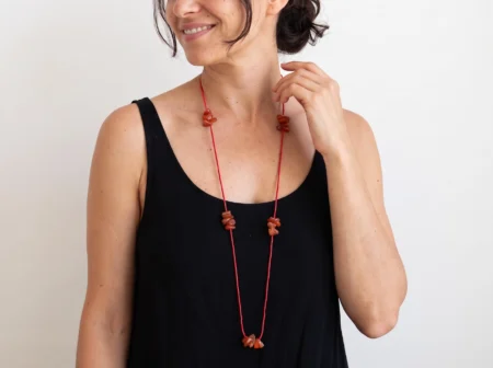 Long Raw Carnelian Necklace