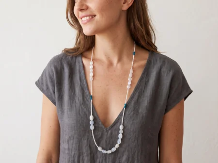 Long Moonstone and Apatite Necklace