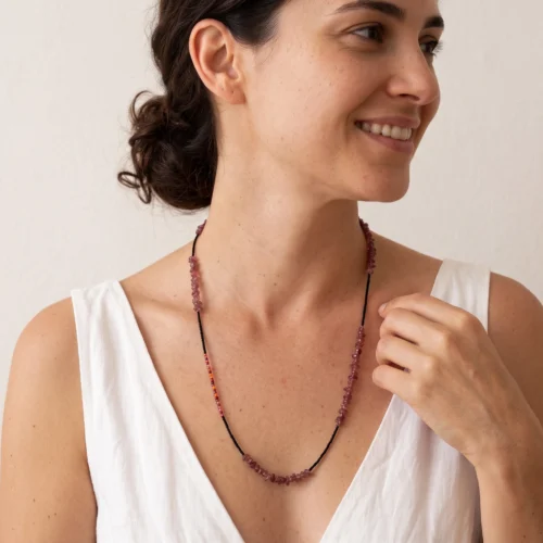Pink Tourmaline and Miyuki Necklace