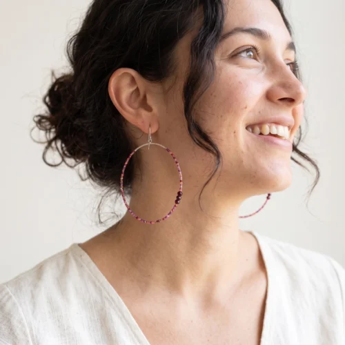 Oversized Silver Miyuki Hoop Earrings