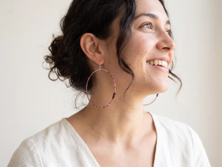 Oversized Silver Miyuki Hoop Earrings