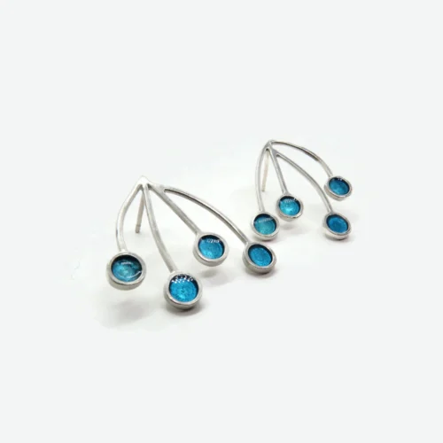 Sterling Silver Earrings with Blue Detail