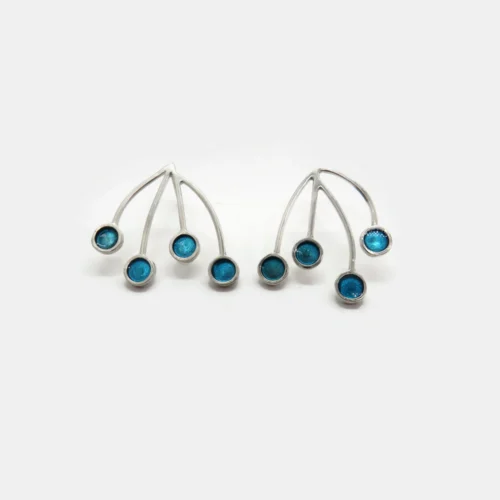 Sterling Silver Earrings with Blue Detail