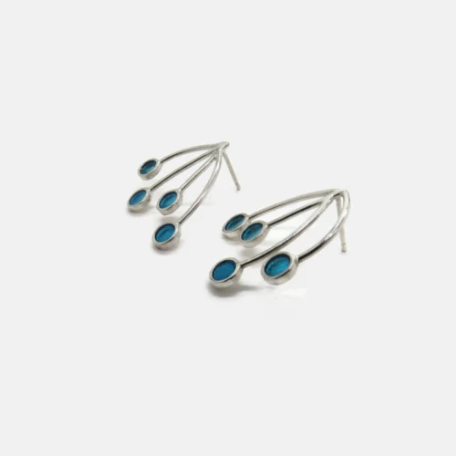 Sterling Silver Earrings with Blue Detail