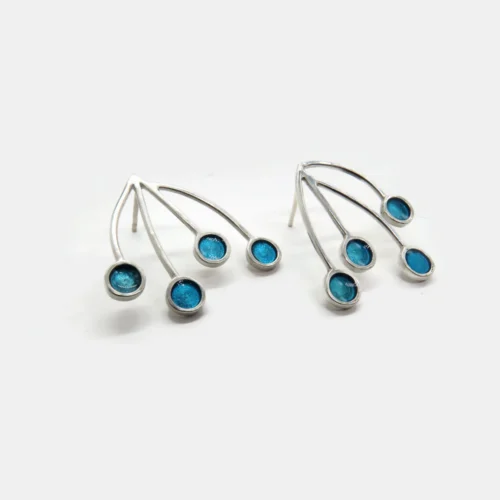 Sterling Silver Earrings with Blue Detail