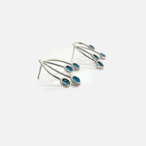 Sterling Silver Earrings with Blue Detail