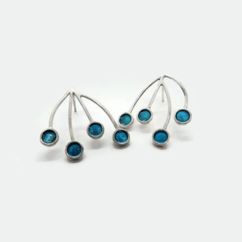 Sterling Silver Earrings with Blue Detail