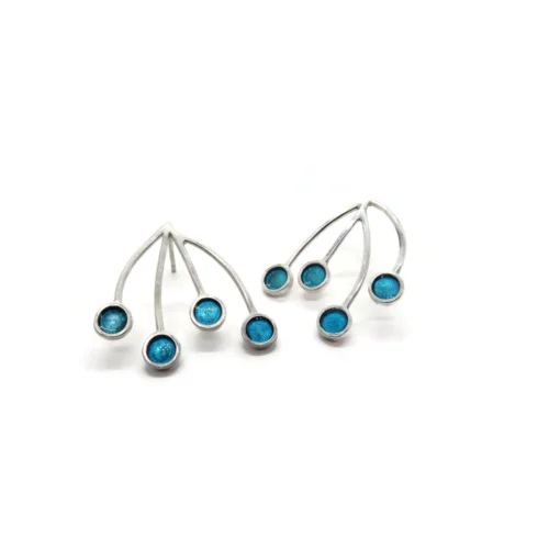 Sterling Silver Earrings with Blue Detail