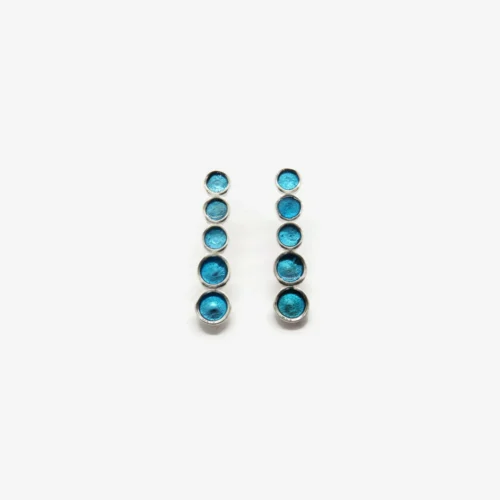 Blue Linear Silver Stud Earrings
