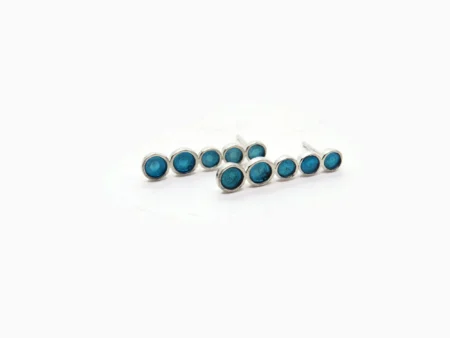 Blue Linear Silver Stud Earrings