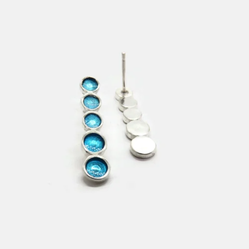 Blue Linear Silver Stud Earrings