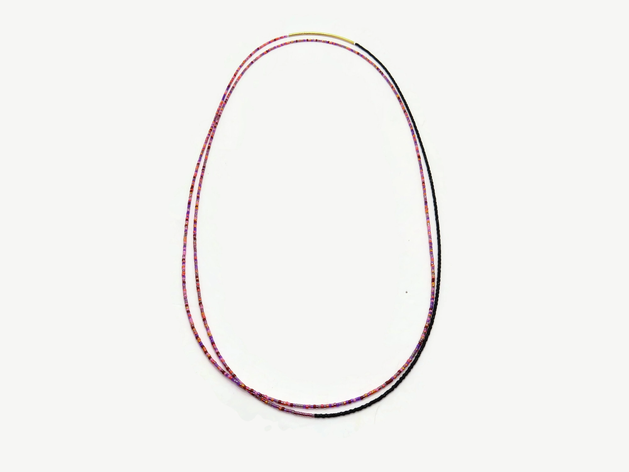 Double Layer Pink & Black Miyuki Necklace