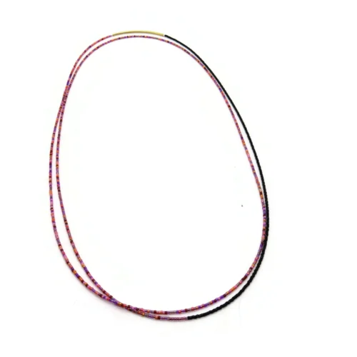 Double Layer Pink & Black Miyuki Necklace