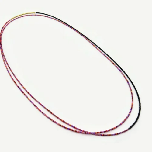 Double Layer Pink & Black Miyuki Necklace