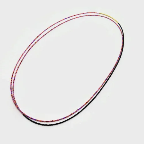 Double Layer Pink & Black Miyuki Necklace