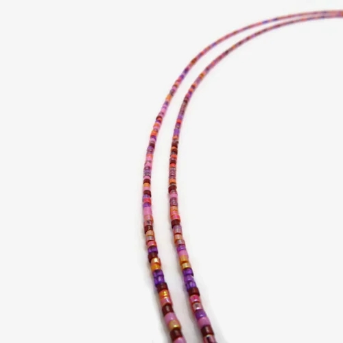 Double Layer Pink & Black Miyuki Necklace